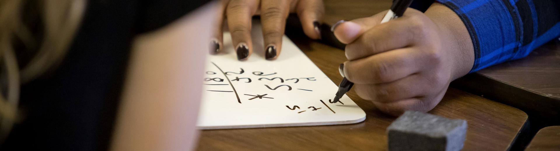 Education student tutors in a classroom